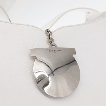 Salvatore Ferragamo Gancini Shoulder Bag Leather, WHITE, LEATHER, Shoulder bag