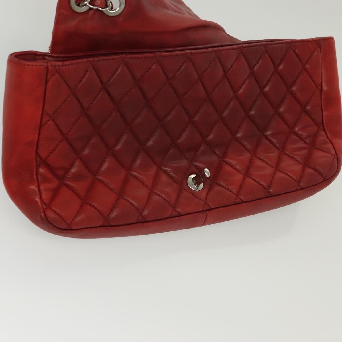 Chanel Now and Forever Flap Bag Quilted Lambskin, RED, LEATHER, Shoulder bag