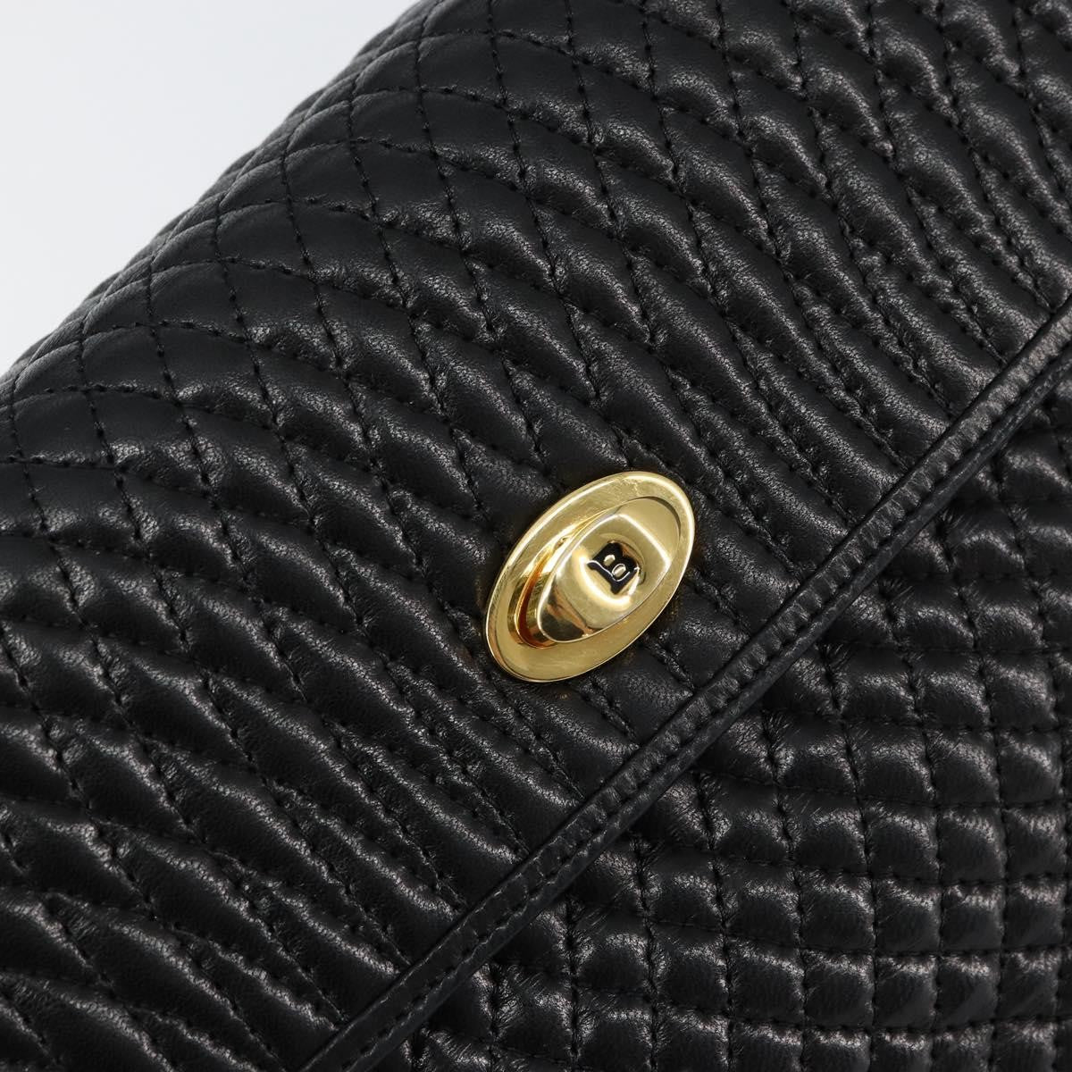 Bally Vintage Handbag Quilted Leather, BLACK, LEATHER, Handbag