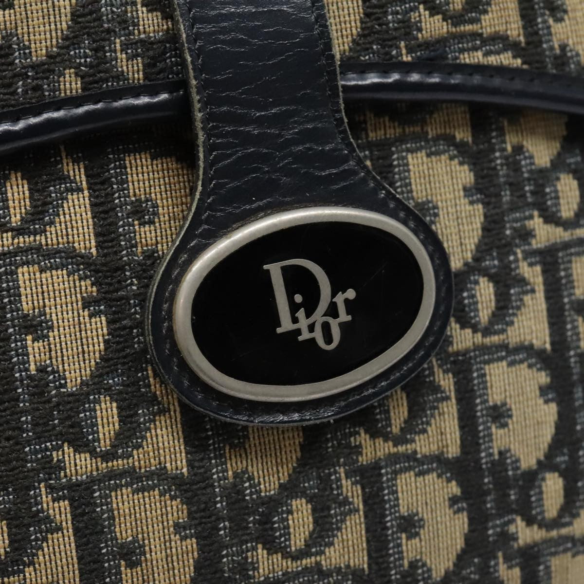 Christian Dior Vintage Flap Crossbody Bag Canvas, NAVY, CANVAS, Shoulder bag