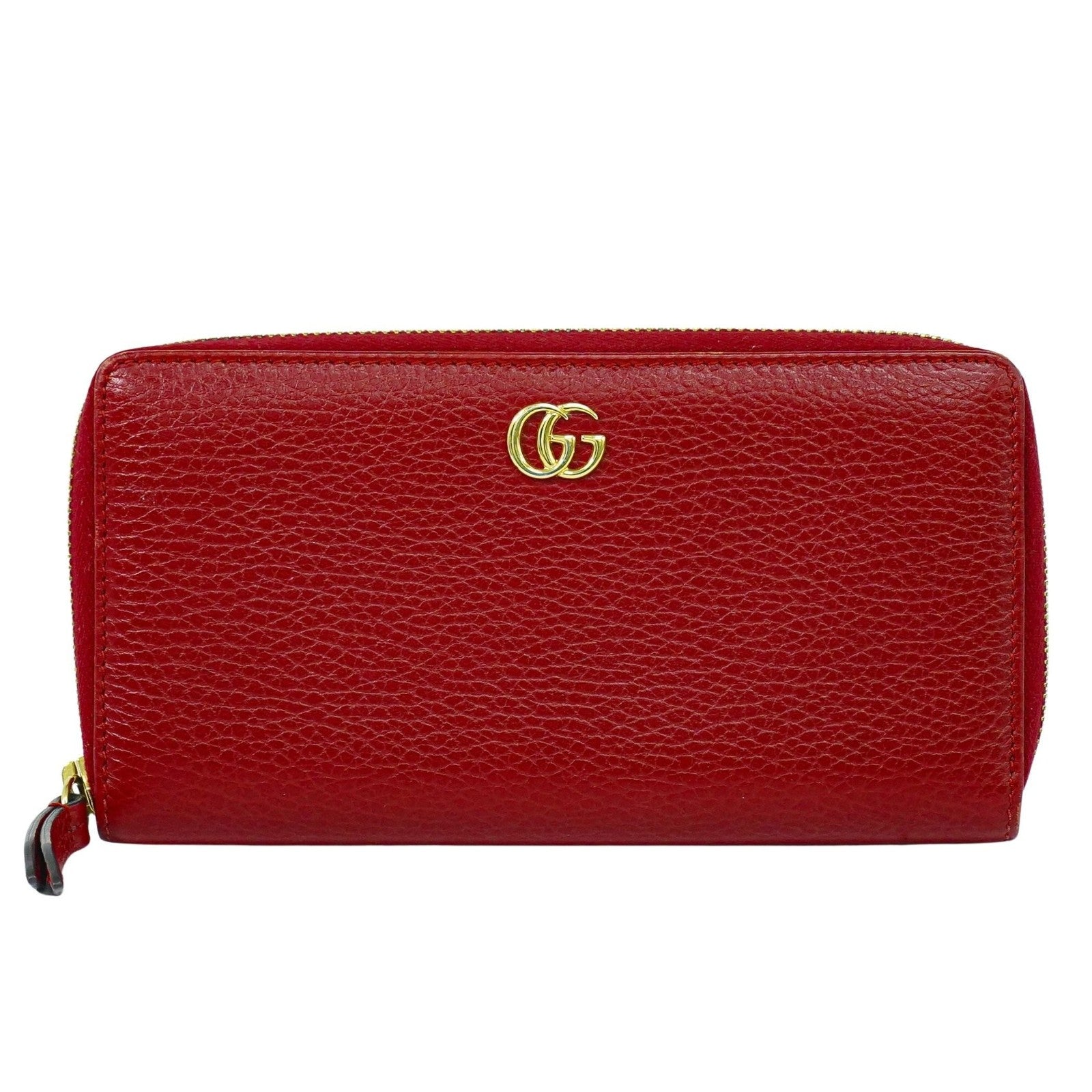 Gucci GG Marmont Zip Around Wallet Leather, RED, LEATHER, Wallets