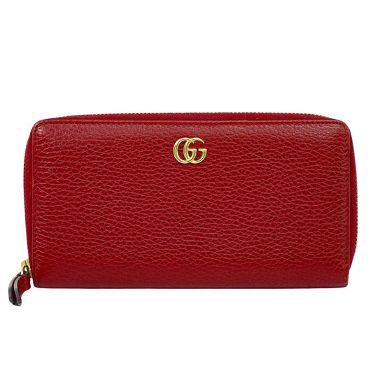 Gucci GG Marmont Zip Around Wallet Leather, RED, LEATHER, Wallets
