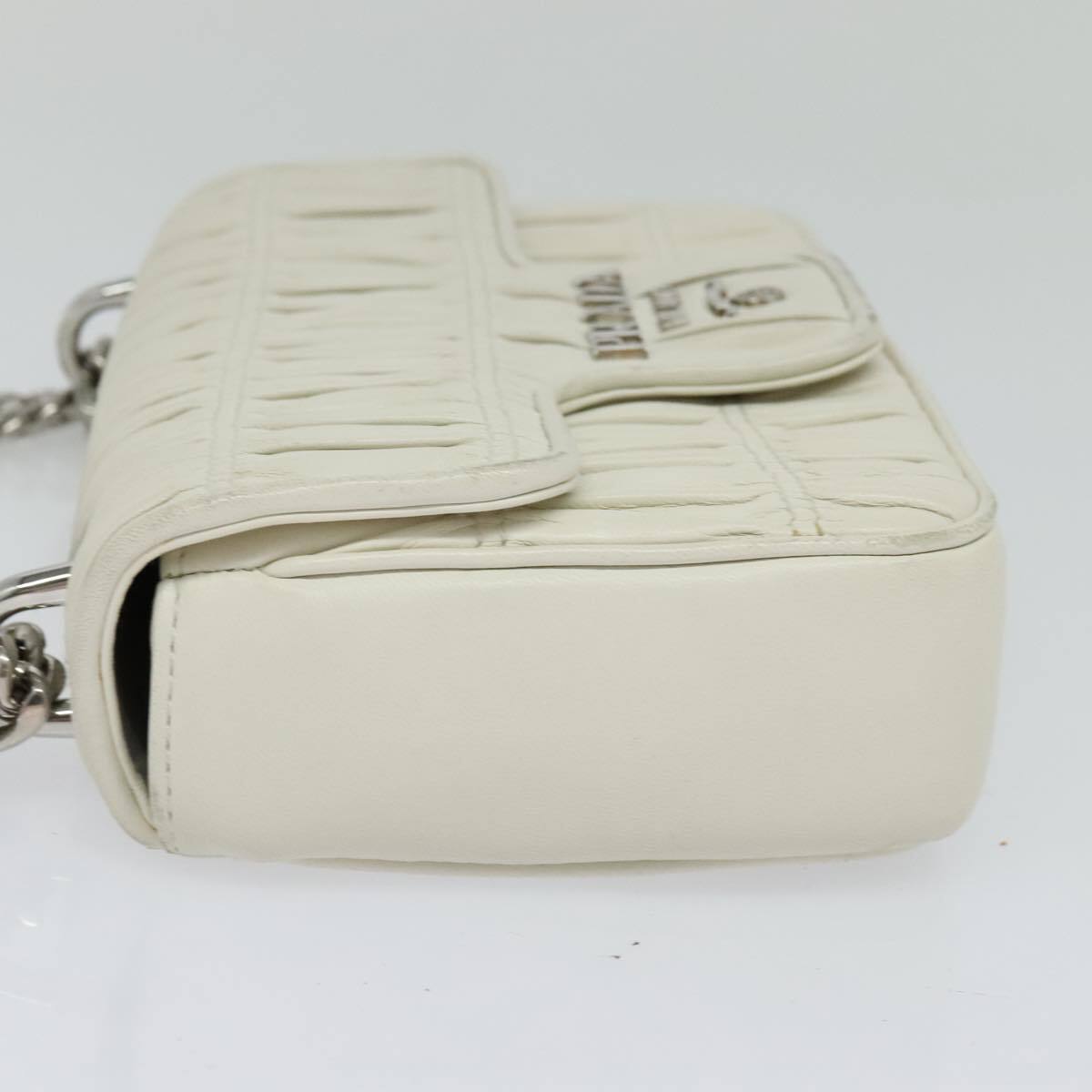 Prada Chain Flap Shoulder Bag Nappa Gaufre, WHITE, LEATHER, Shoulder bag