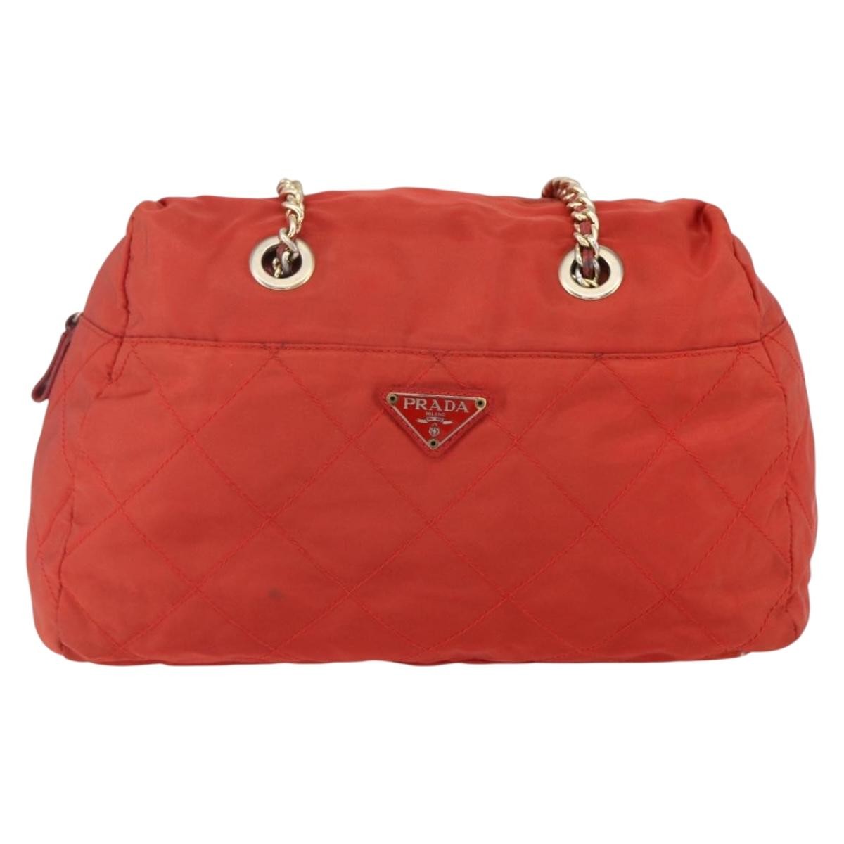 Prada Chain Shoulder Bag Tessuto, ORANGE, NYLON, Shoulder bag