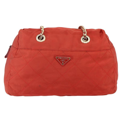 Prada Chain Shoulder Bag Tessuto, ORANGE, NYLON, Shoulder bag
