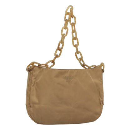 Prada Vintage Chain Shoulder Bag Tessuto, BEIGE, NYLON, Shoulder bag