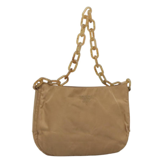 Prada Vintage Chain Shoulder Bag Tessuto, BEIGE, NYLON, Shoulder bag