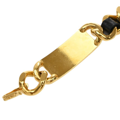 Chanel Vintage Medallion Chain Belt Metal and Leather, BLACK, LEATHER, Belts