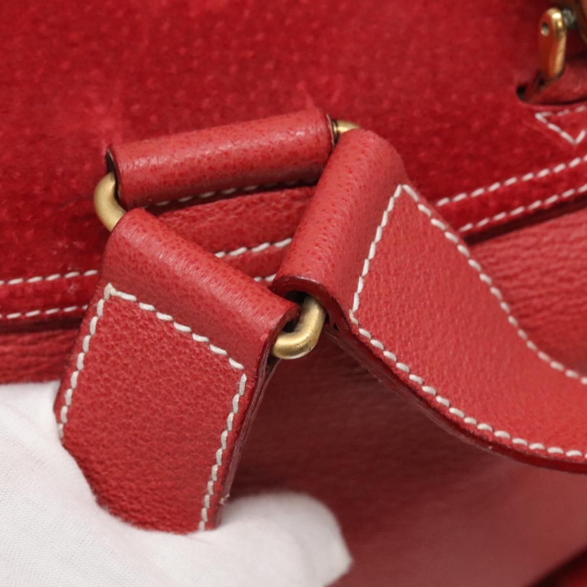 Gucci Bamboo Tassel Backpack Suede, RED, SUEDE, Backpack