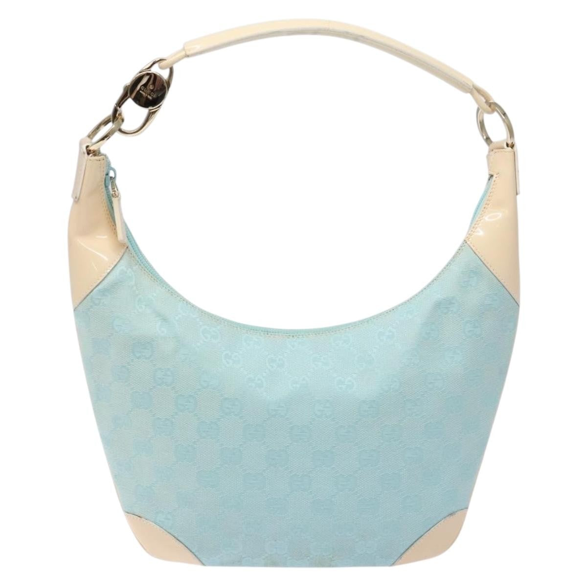 Gucci Vintage Zip Hobo GG Canvas and Patent, BLUE, CANVAS, Shoulder bag