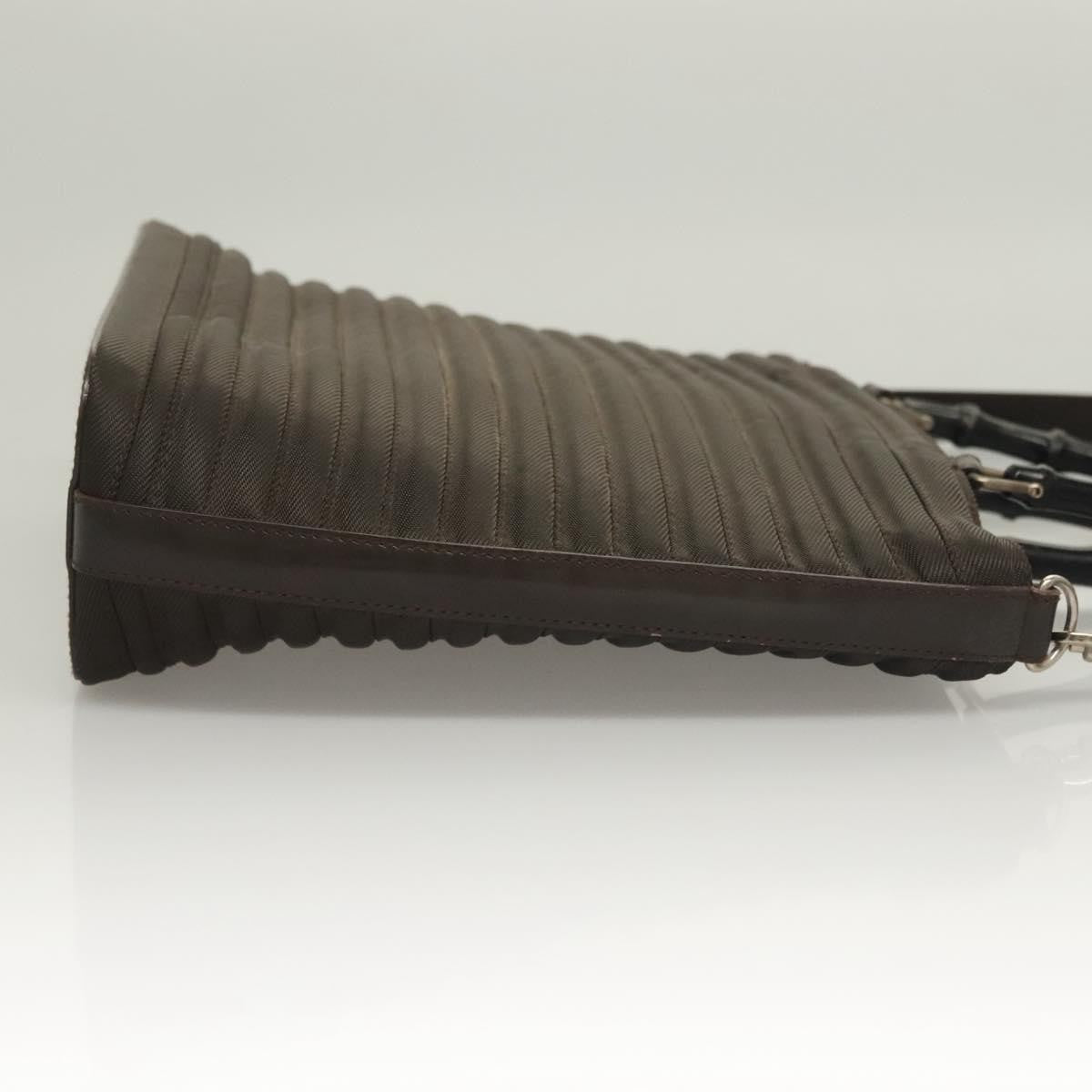 Gucci Vintage Bamboo Handle Bag Nylon, BROWN, NYLON, Handbag