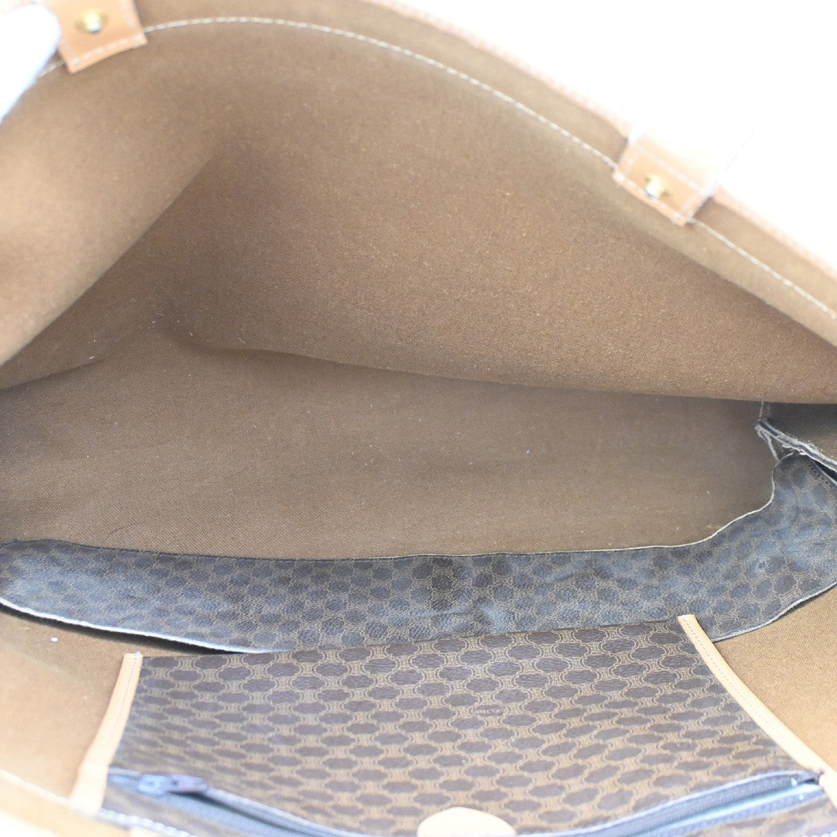 Celine Vintage Macadam Tote bag Canvas and Leather, BROWN, CANVAS, Tote bag