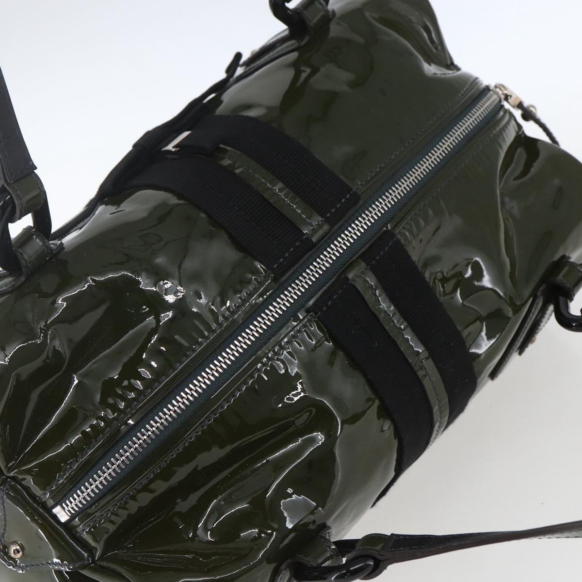 Salvatore Ferragamo Vintage Handbag Patent leather, KHAKI, PATENT_LEATHER, Handbag