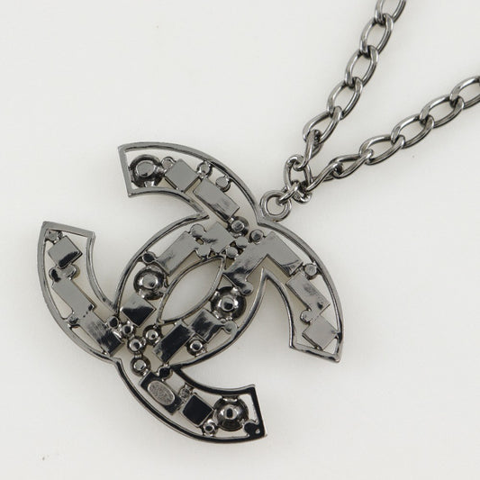 Chanel CC Pendant Necklace Metal with Crystals, SILVER, METAL, Necklace