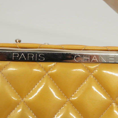 Chanel Vintage Metal Box Bag Quilted Lambskin, YELLOW, PATENT_LEATHER, Handbag