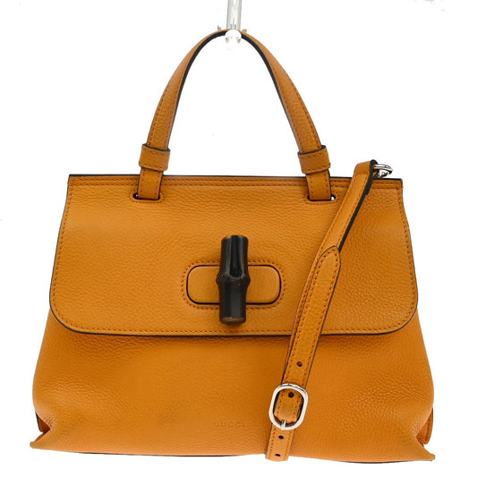 Gucci Bamboo Daily Top Handle Bag Leather, Orange, Leather, Handbag