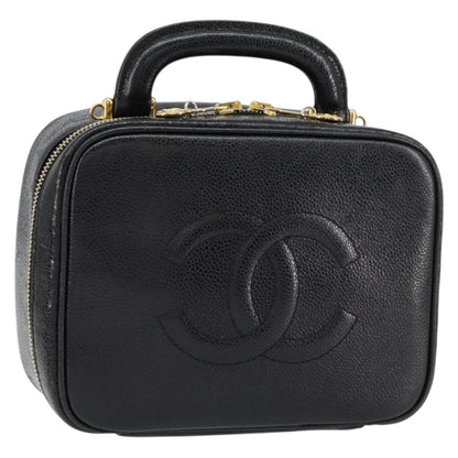 Chanel Vintage Timeless Zip Around Vanity Case Caviar, BLACK, LEATHER, Clutche & pouche