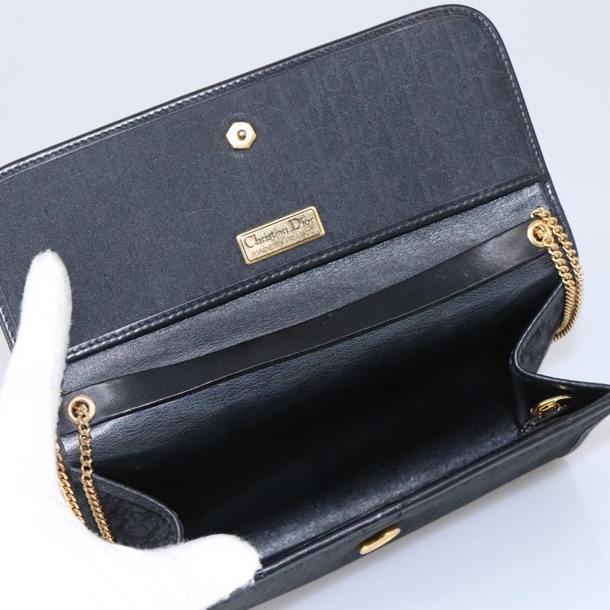 Christian Dior Vintage Trotter Crossbody Bag Canvas, BLACK, CANVAS, Shoulder bag