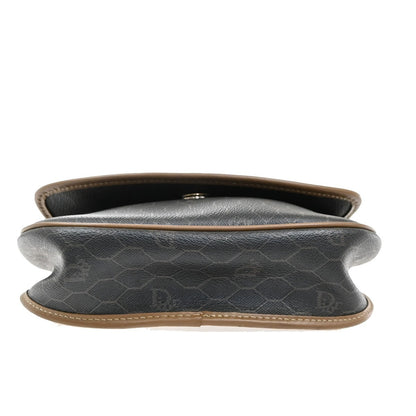 Christian Dior Vintage Honeycomb Shoulder Bag Canvas and Leather, BROWN, PVC, Shoulder bag