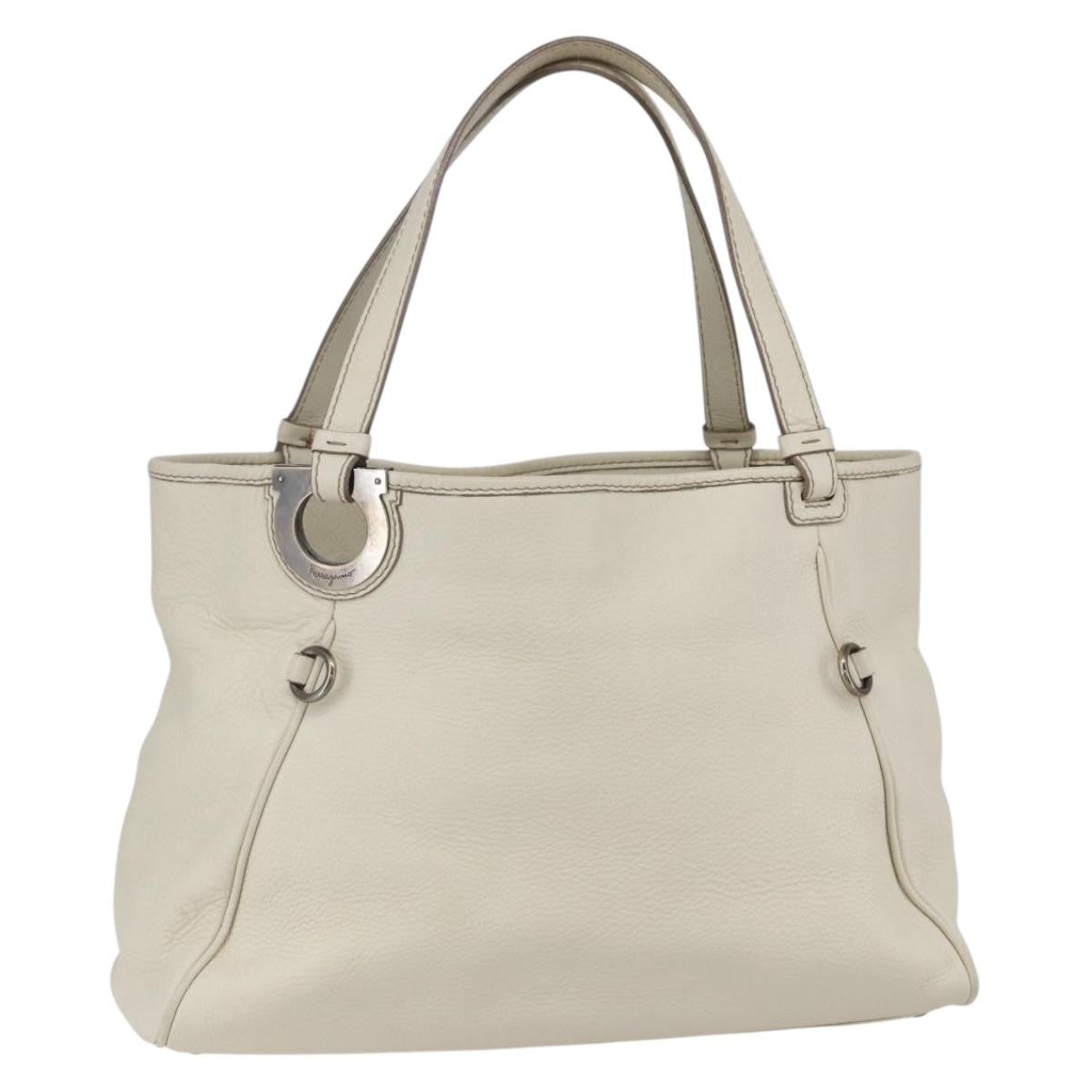 Salvatore Ferragamo Vintage Tote bag Leather, WHITE, LEATHER, Tote bag