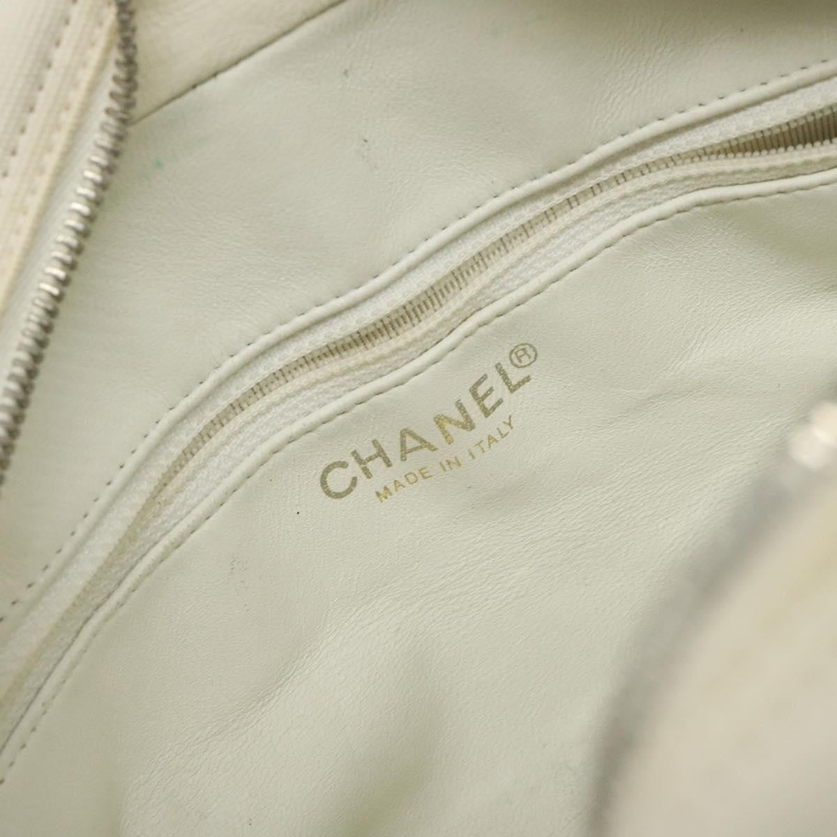 Chanel Vintage Logo Bowler Bag Quilted Canvas, WHITE, CANVAS, Handbag