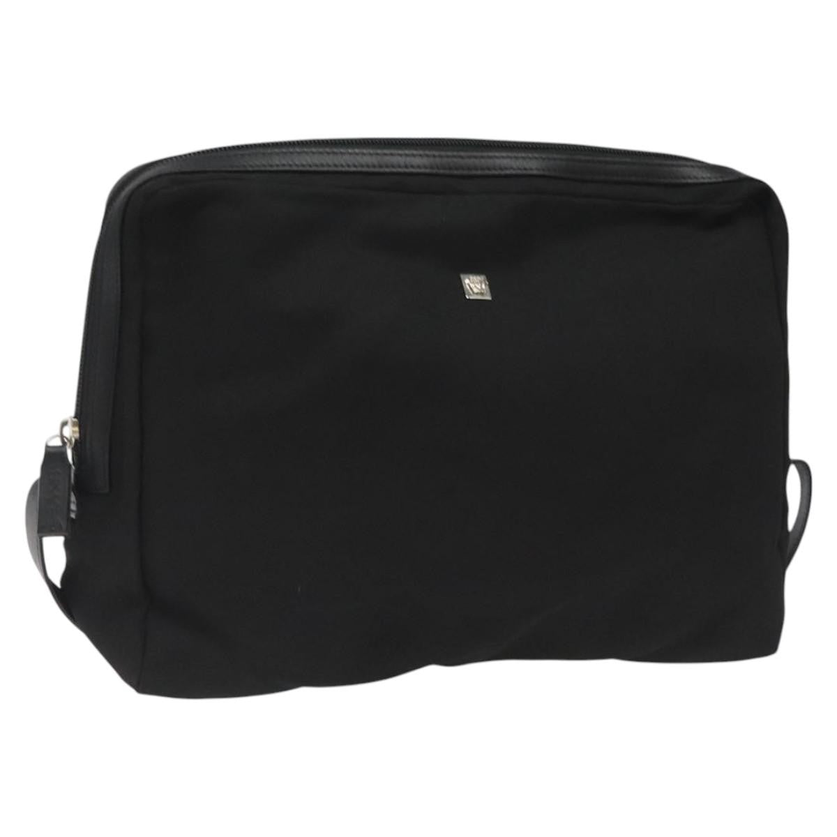 Versace Vintage Zip Pouch Canvas, BLACK, CANVAS, Clutche & pouche