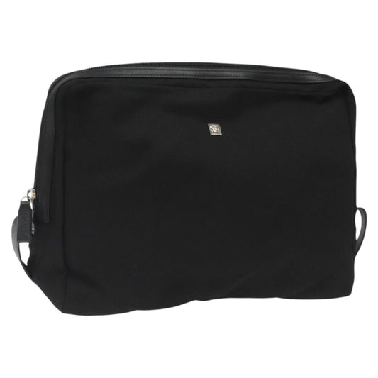 Versace Vintage Zip Pouch Canvas, BLACK, CANVAS, Clutche & pouche