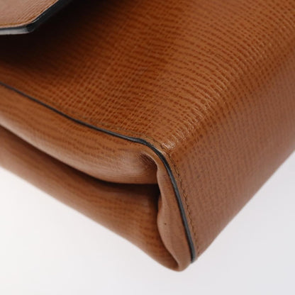 Celine Circle logo Leather, BROWN, LEATHER, Shoulder bag