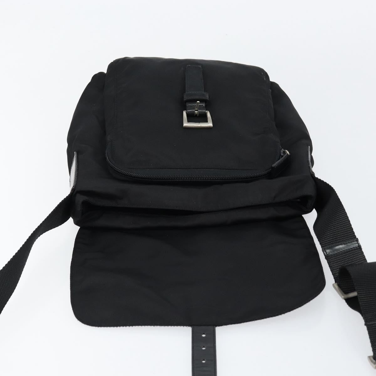 Prada Buckle Messenger Bag Tessuto, BLACK, NYLON, Shoulder bag