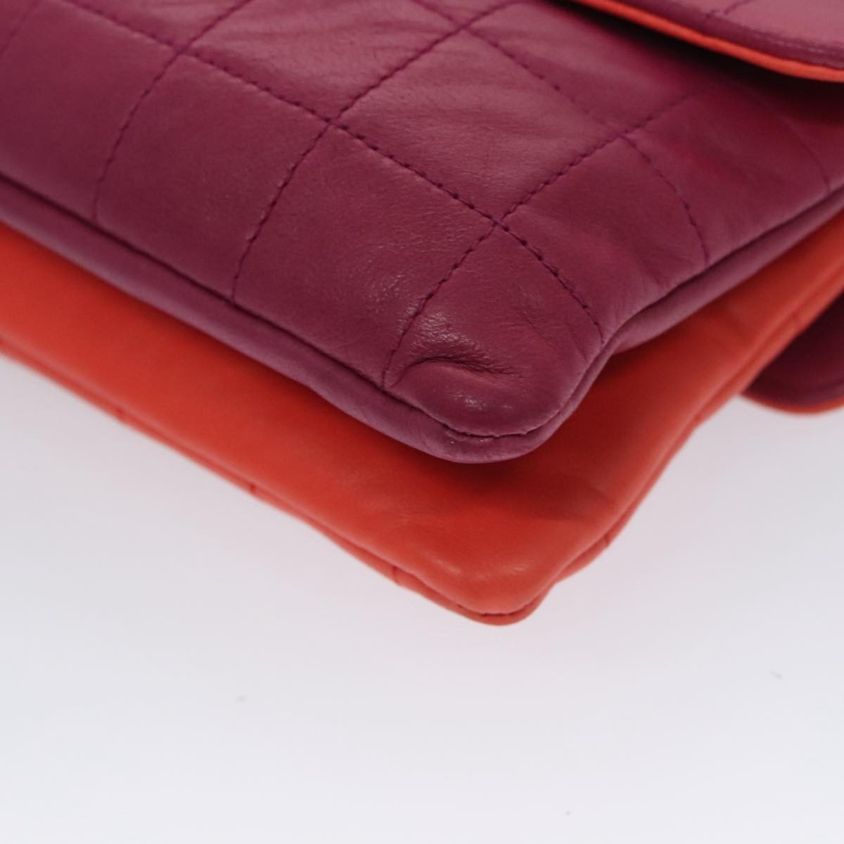 Chanel Vintage Chocolate Bar Double Side Flap Shoulder Bag Quilted Lambskin, PURPLE, LEATHER, Shoulder bag