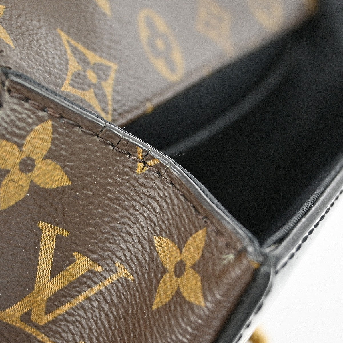 Louis Vuitton Cherrywood Handbag Vernis with Monogram Canvas, BLACK, PATENT_LEATHER, Handbag