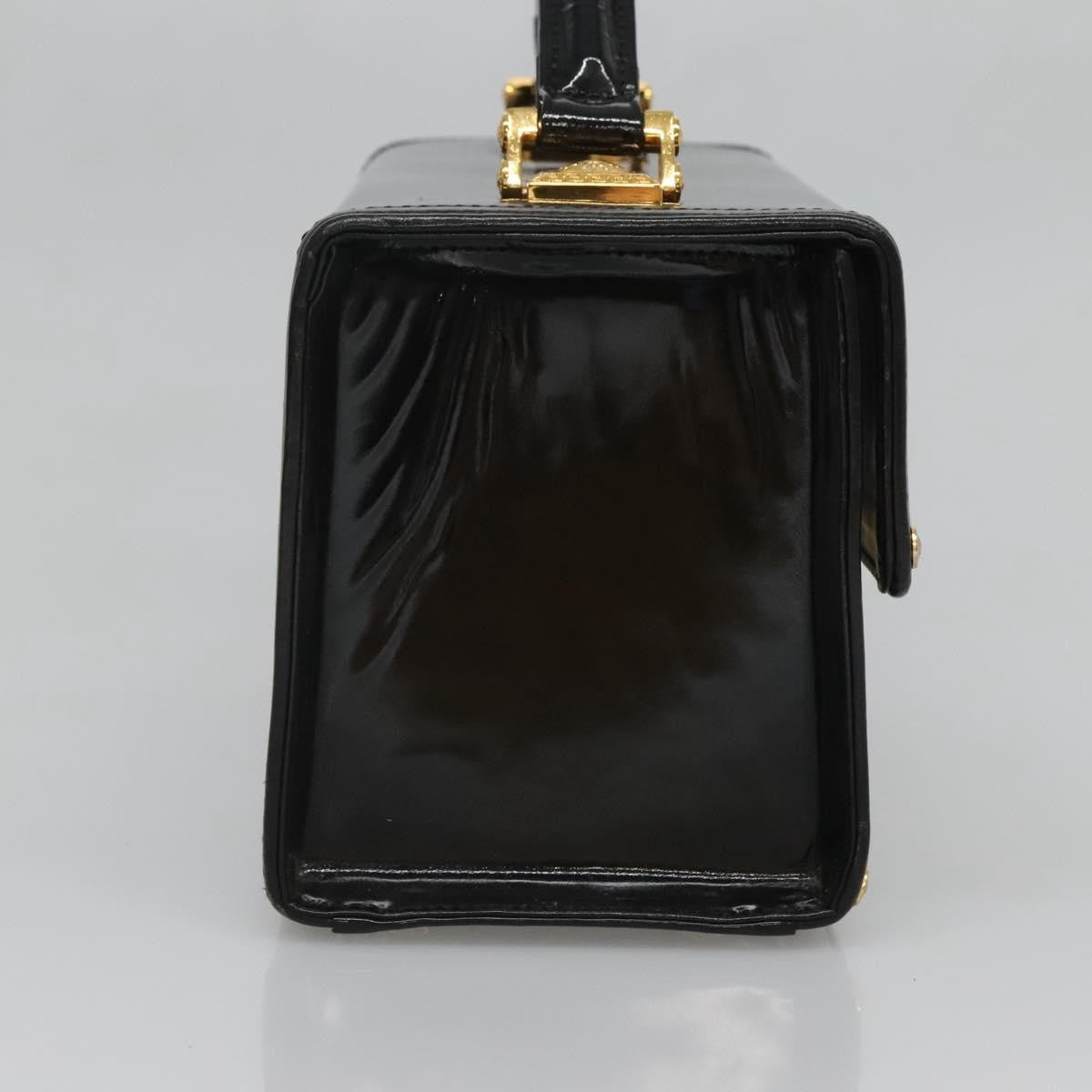 Versace Vintage Box Handle Bag Patent, BLACK, PATENT_LEATHER, Handbag