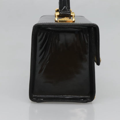 Versace Vintage Box Handle Bag Patent, BLACK, PATENT_LEATHER, Handbag