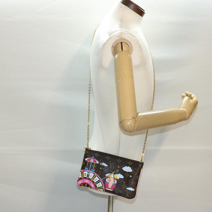 Louis Vuitton Double Zip Pochette Limited Edition Vivienne Xmas Monogram Canvas, BROWN, CANVAS, Clutche & pouche