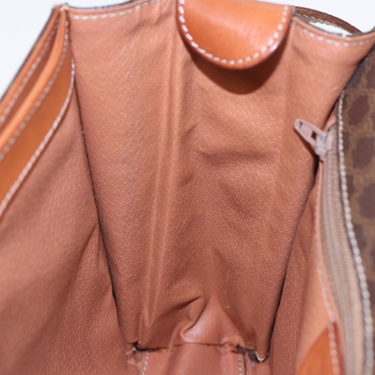 Celine Vintage Macadam Circle Logo Shoulder Bag Canvas and Leather, BROWN, CANVAS, Shoulder bag