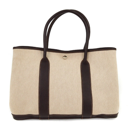 Hermes Garden Party Tote Toile and Leather, BEIGE, CANVAS, Tote bag