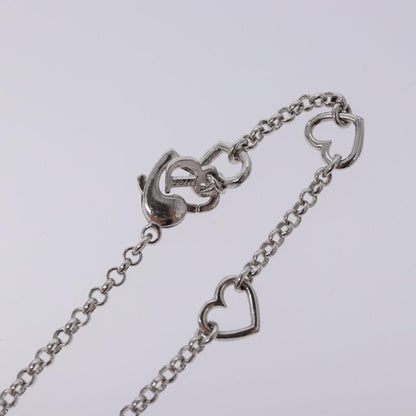 Christian Dior Vintage D Logo & Heart Charm Necklace Metal with Crystals, SILVER, METAL, Necklace
