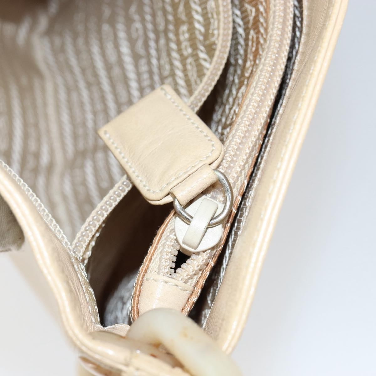 Prada Vintage Shoulder Bag Leather, BEIGE, LEATHER, Shoulder bag