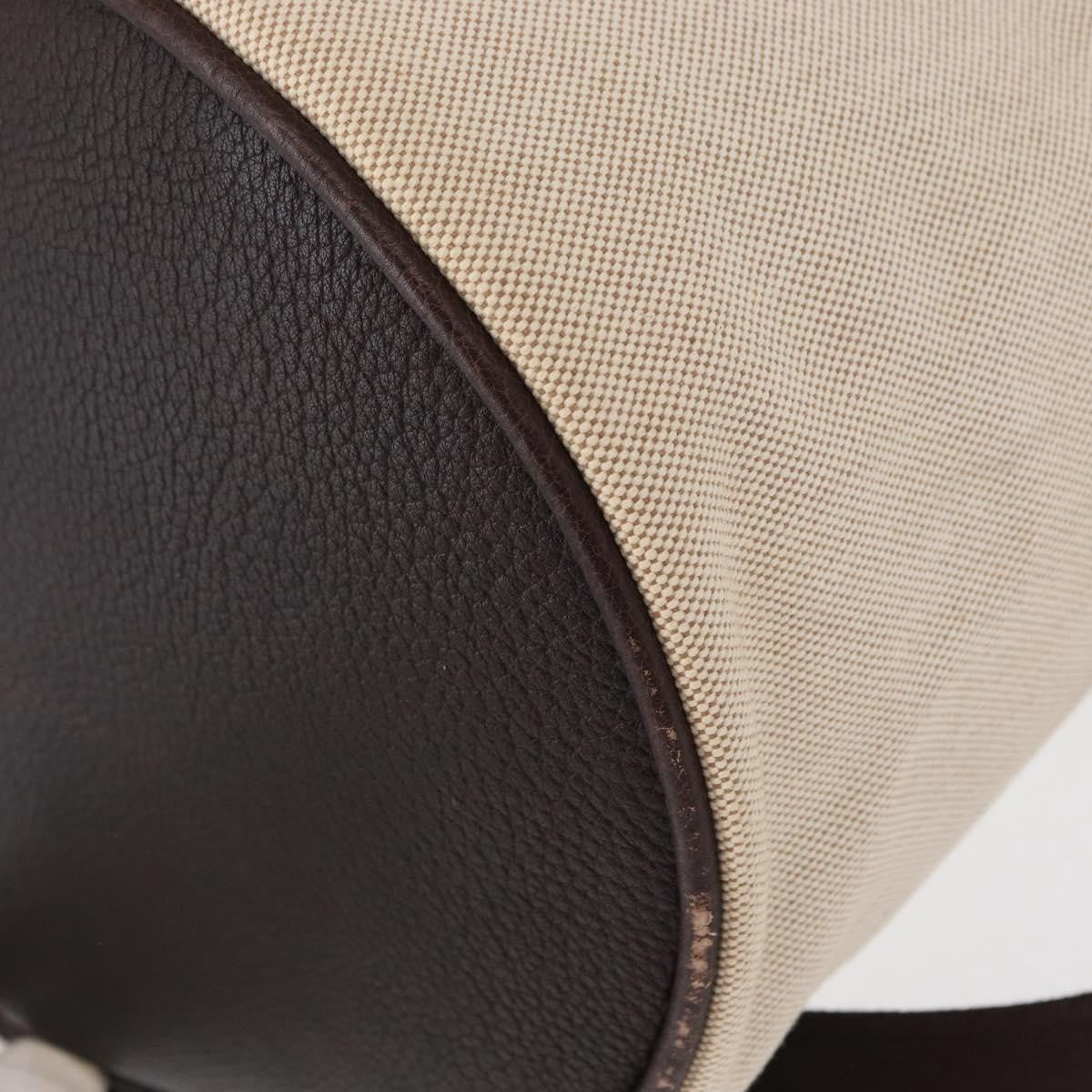 Hermes Sac Marin Recif Drawstring Bag Toile with Leather, BEIGE, CANVAS, Shoulder bag