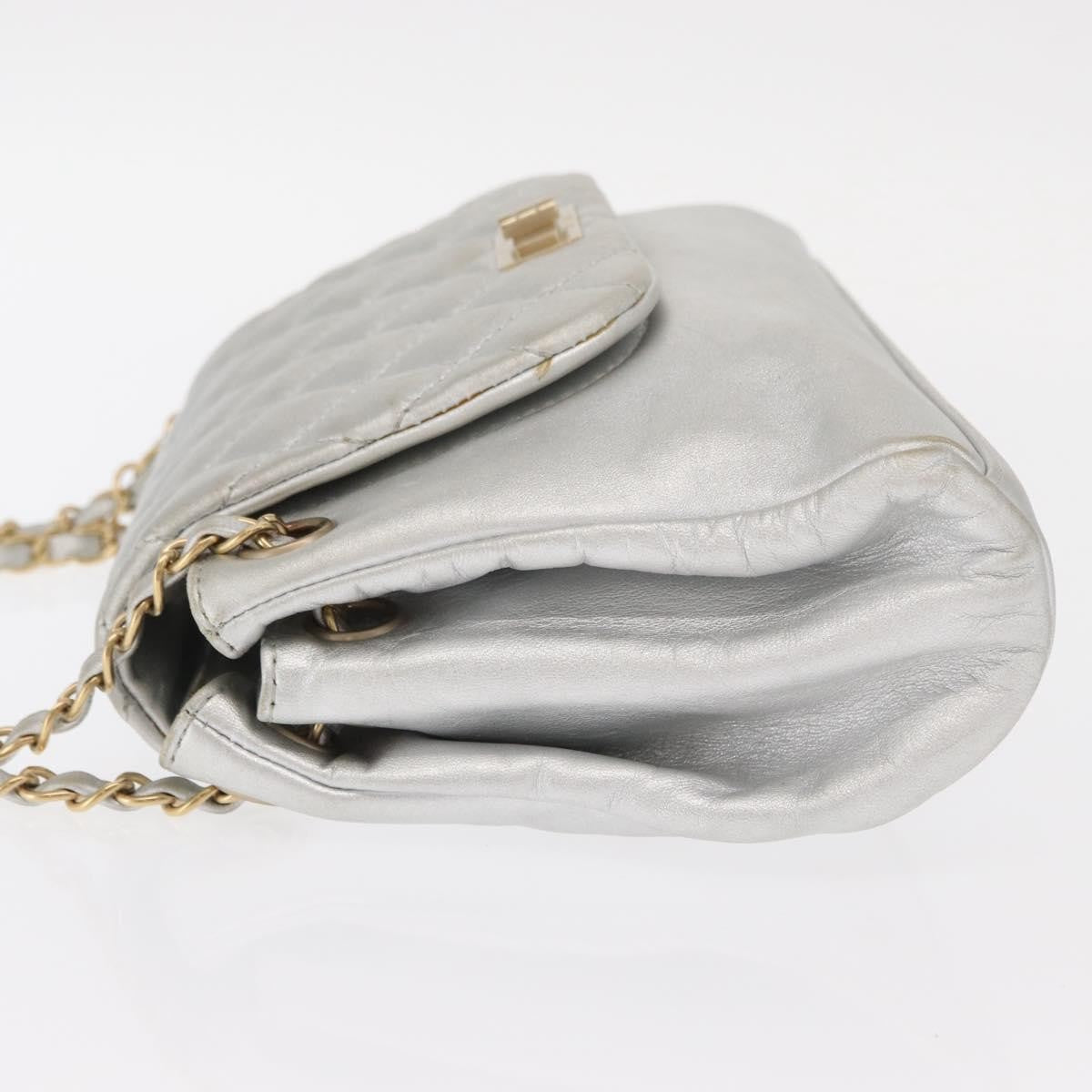 Chanel Mademoiselle Lock Accordion Flap Bag Quilted Lambskin, SILVER, LEATHER, Shoulder bag