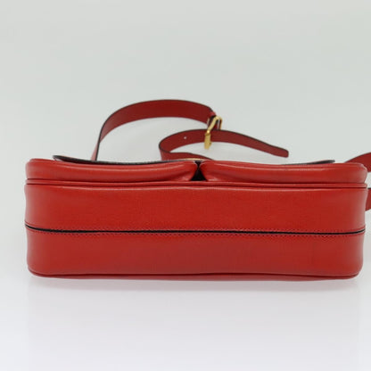 Celine Circle logo Leather, RED, LEATHER, Shoulder bag