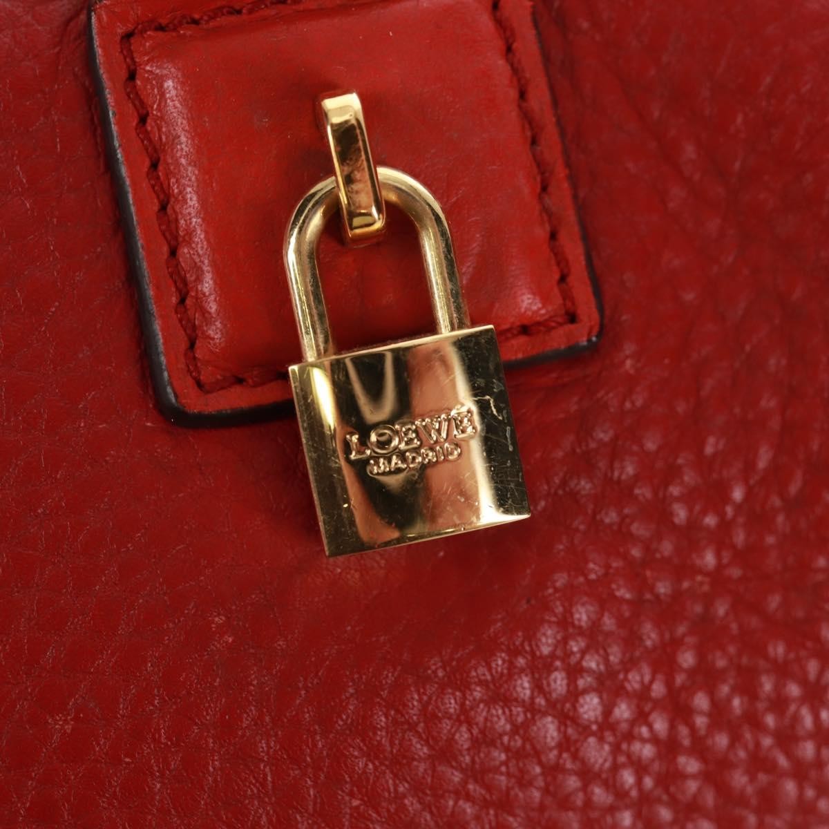 Loewe Anagram handbag Leather, RED, LEATHER, Handbag