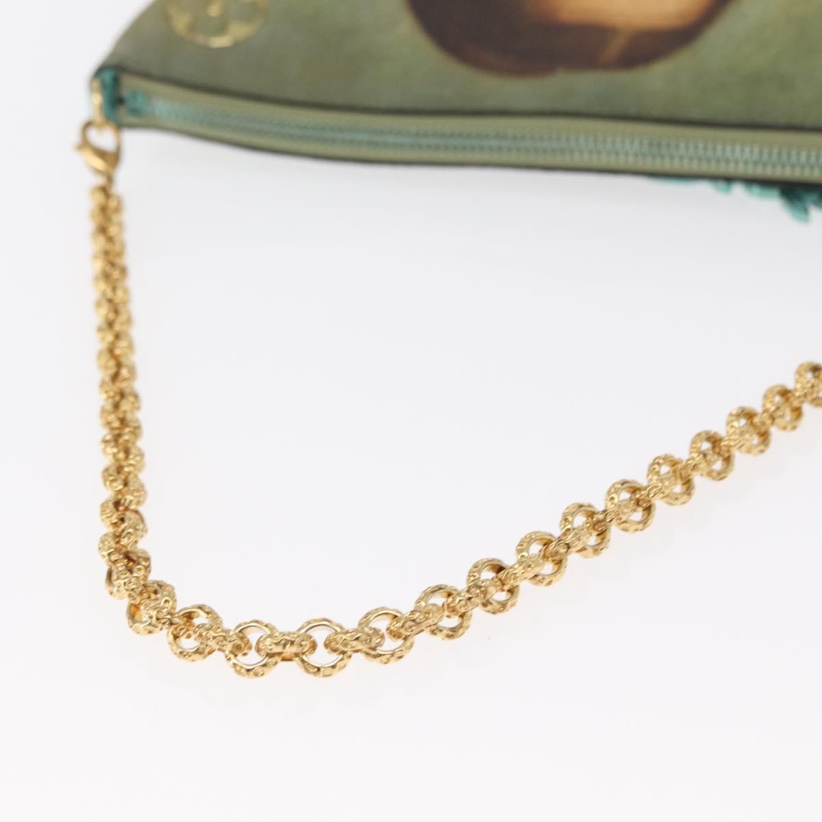 Louis Vuitton Pochette Clutch Limited Edition Jeff Koons Da Vinci Print Canvas, GREEN, PVC, Clutche & pouche