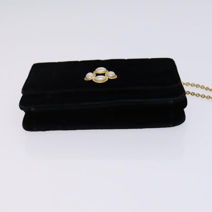 Chanel Wallet on Chain Quilted Velvet, BLACK, VELVET, Shoulder bag