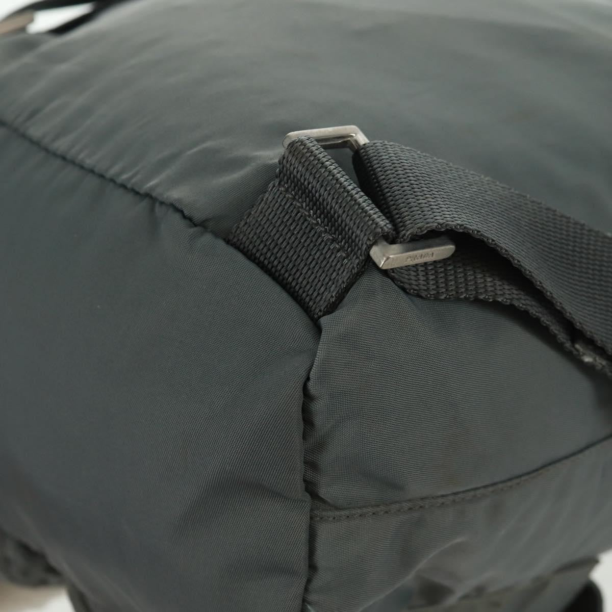 Prada Vela Double Front Pocket Backpack Tessuto with Saffiano Leather, GRAY, NYLON, Backpack