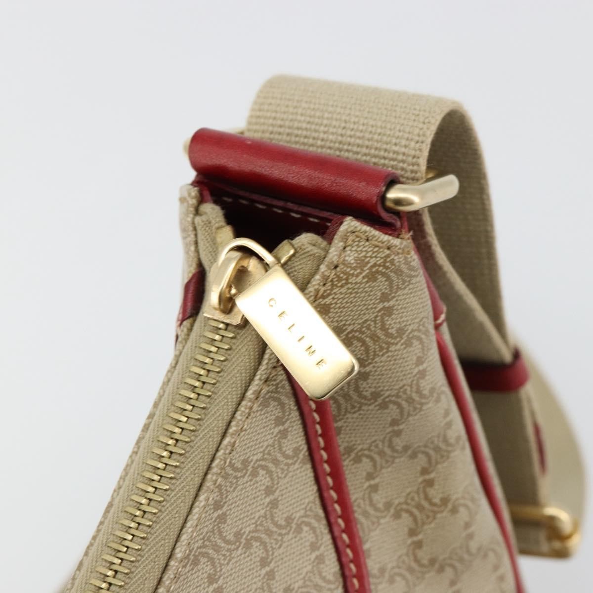 Celine Macadam Shoulder Bag PVC Leather, Beige, Canvas, Shoulder Bag