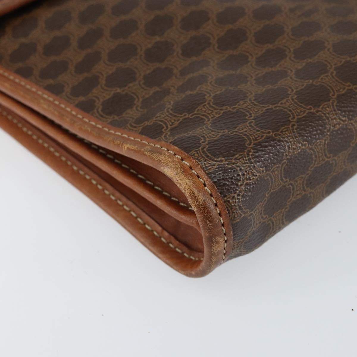 Celine Macadam Pochette Canvas and Leather, BROWN, CANVAS, Clutche & pouche