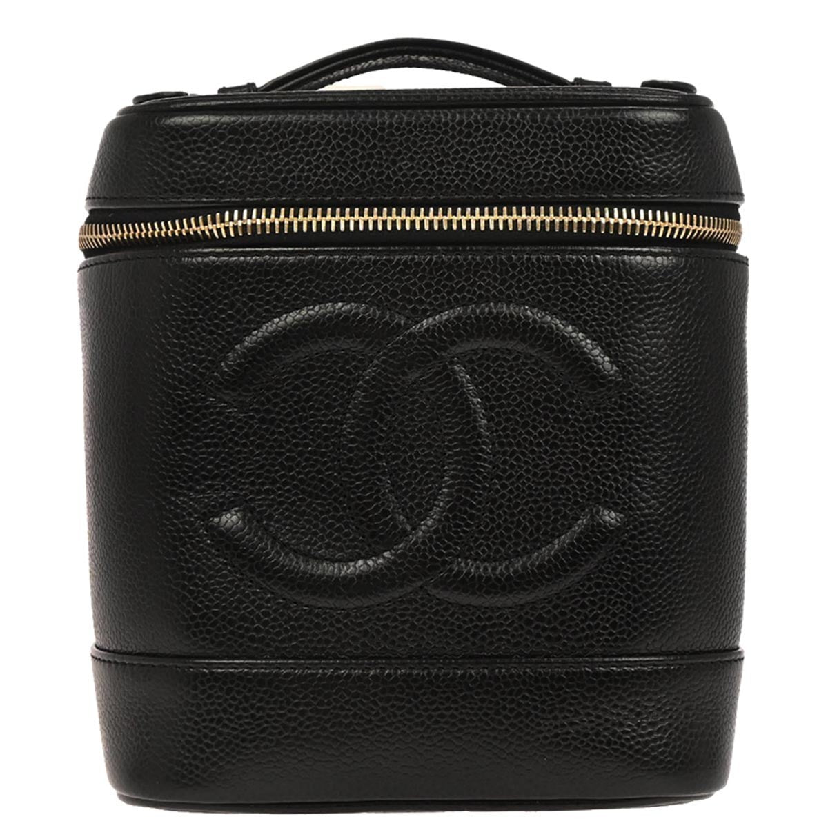 Chanel Vintage Timeless Cosmetic Case Caviar, BLACK, LEATHER, Handbag