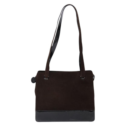 Chanel Vintage Logo Tote Suede, BROWN, SUEDE, Tote bag