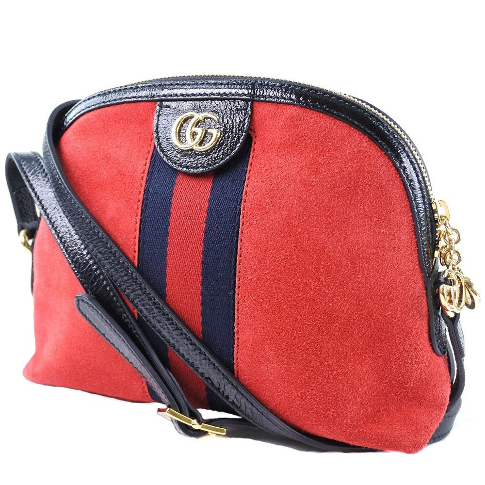 Gucci Ophidia Dome Shoulder Bag Suede, RED, SUEDE, Shoulder bag